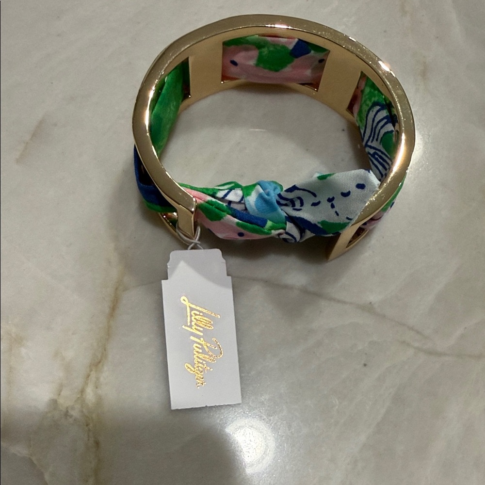 Lilly Pulitzer Gold Bracelet with Pink and Green Accents